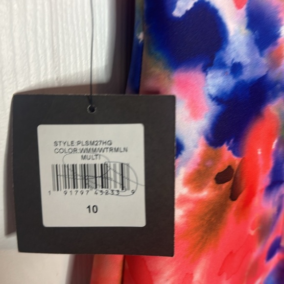 NWT Ellen Tracy Stretch Peach Multi Dress - Size 10 - Picture 4 of 5